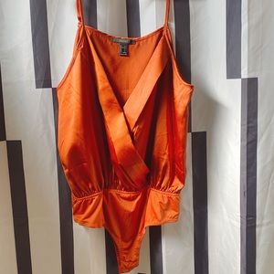 BURNT ORANGE SILKY BODYSUIT